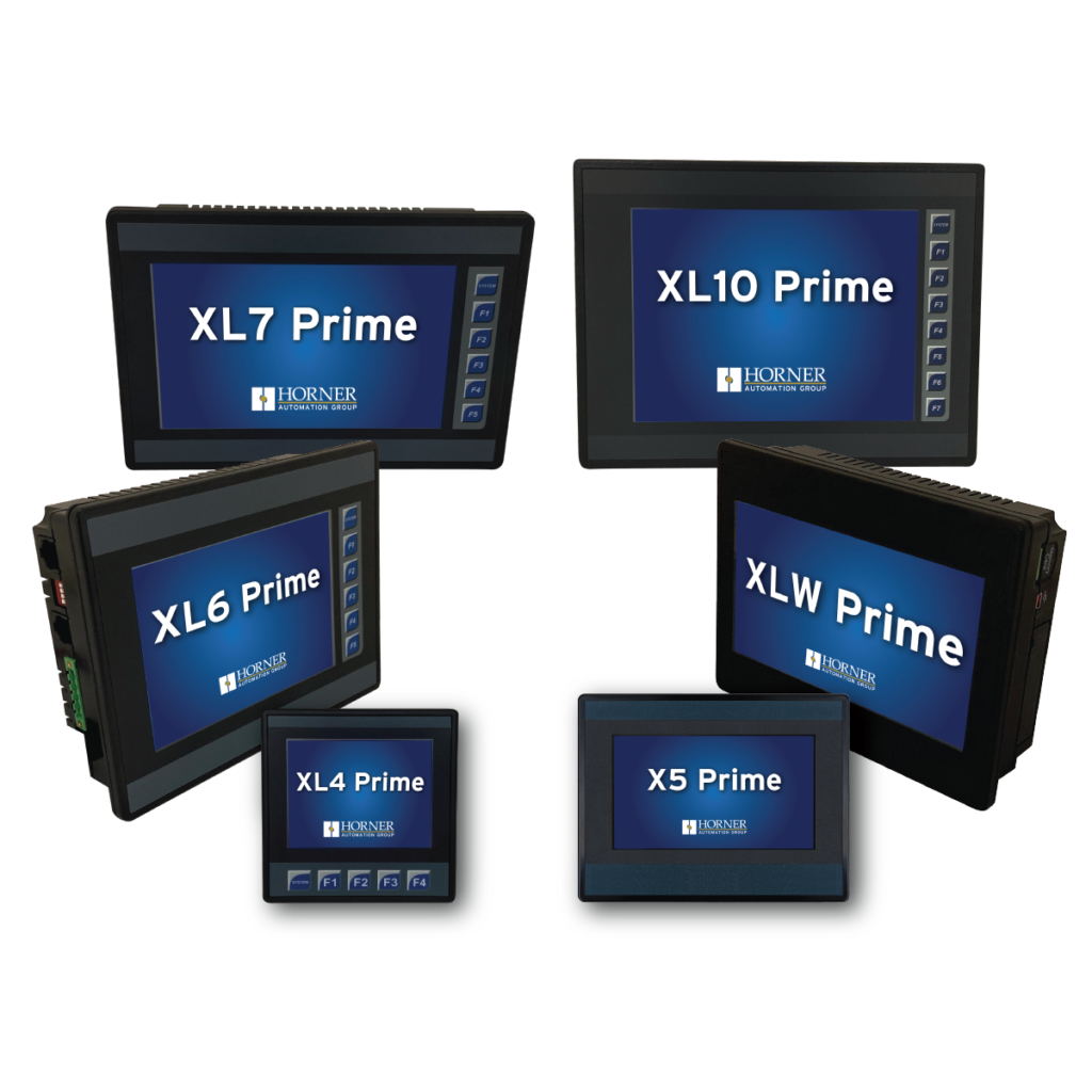 XL Prime Series photo; features XL4 Prime, X5 Prime, XL6 Prime, XLW Prime, XL7 Prime, and XL10 Prime - Horner Automation